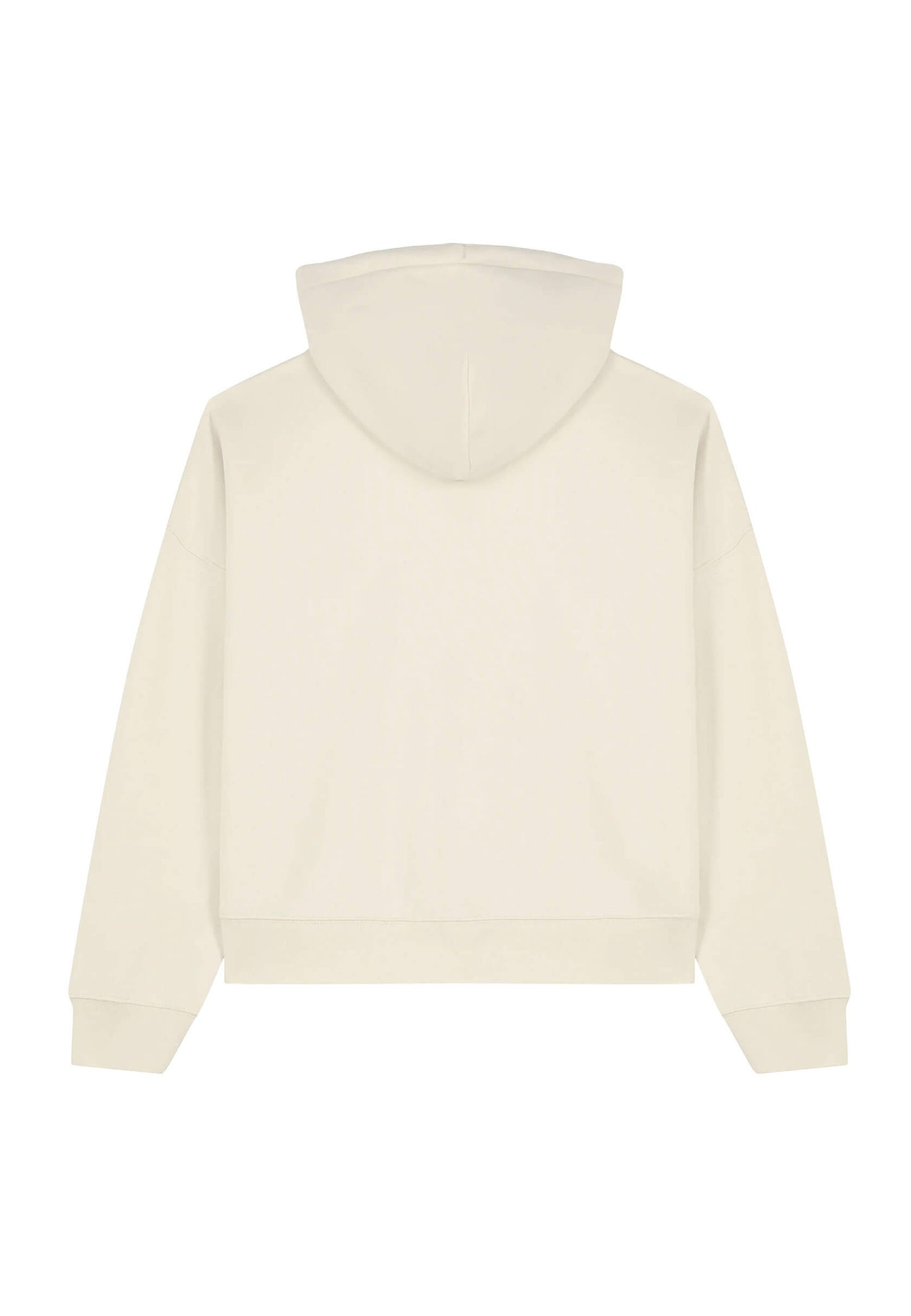 Dos du pull broderie premium beige pour femme, couture soignée.