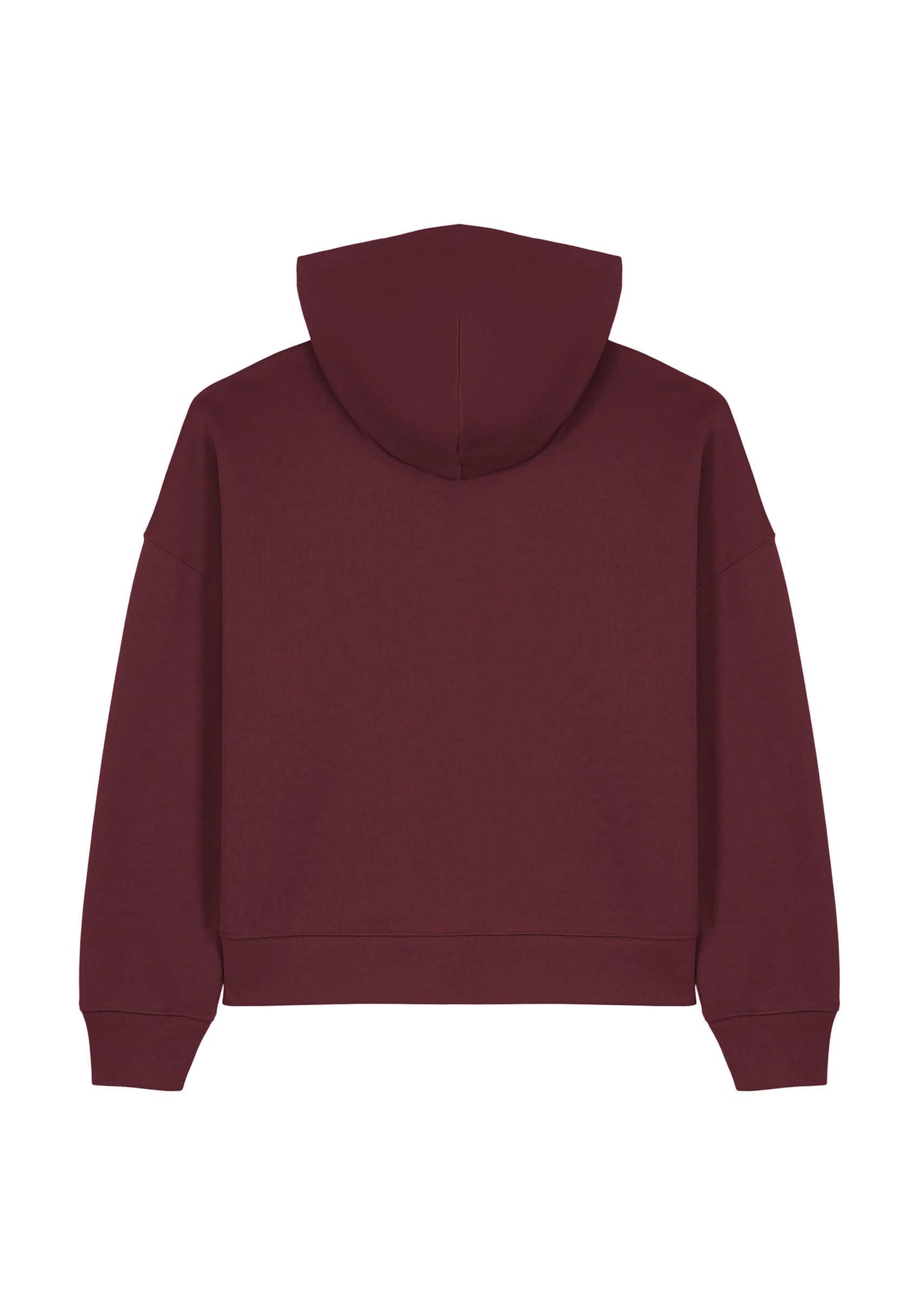 Dos du pull broderie premium bordeaux pour femme, finition haut de gamme.