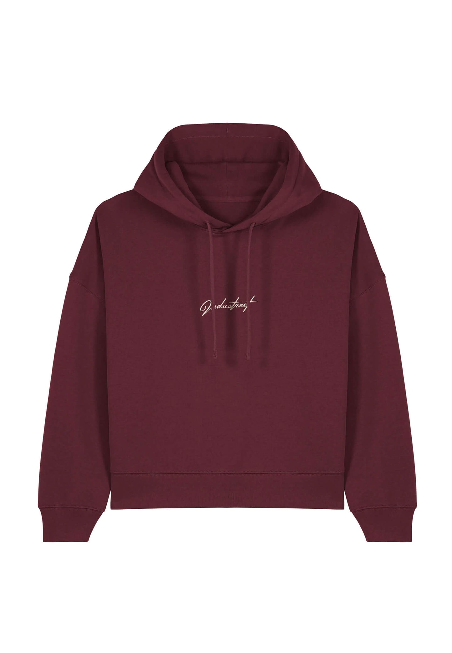 Pull broderie premium bordeaux pour femme, style urbain et cosy.