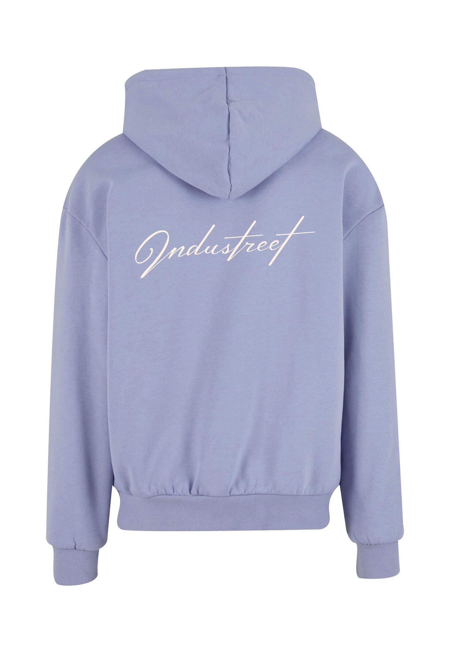 Dos du pull broderie premium violet pâle, finition haut de gamme.