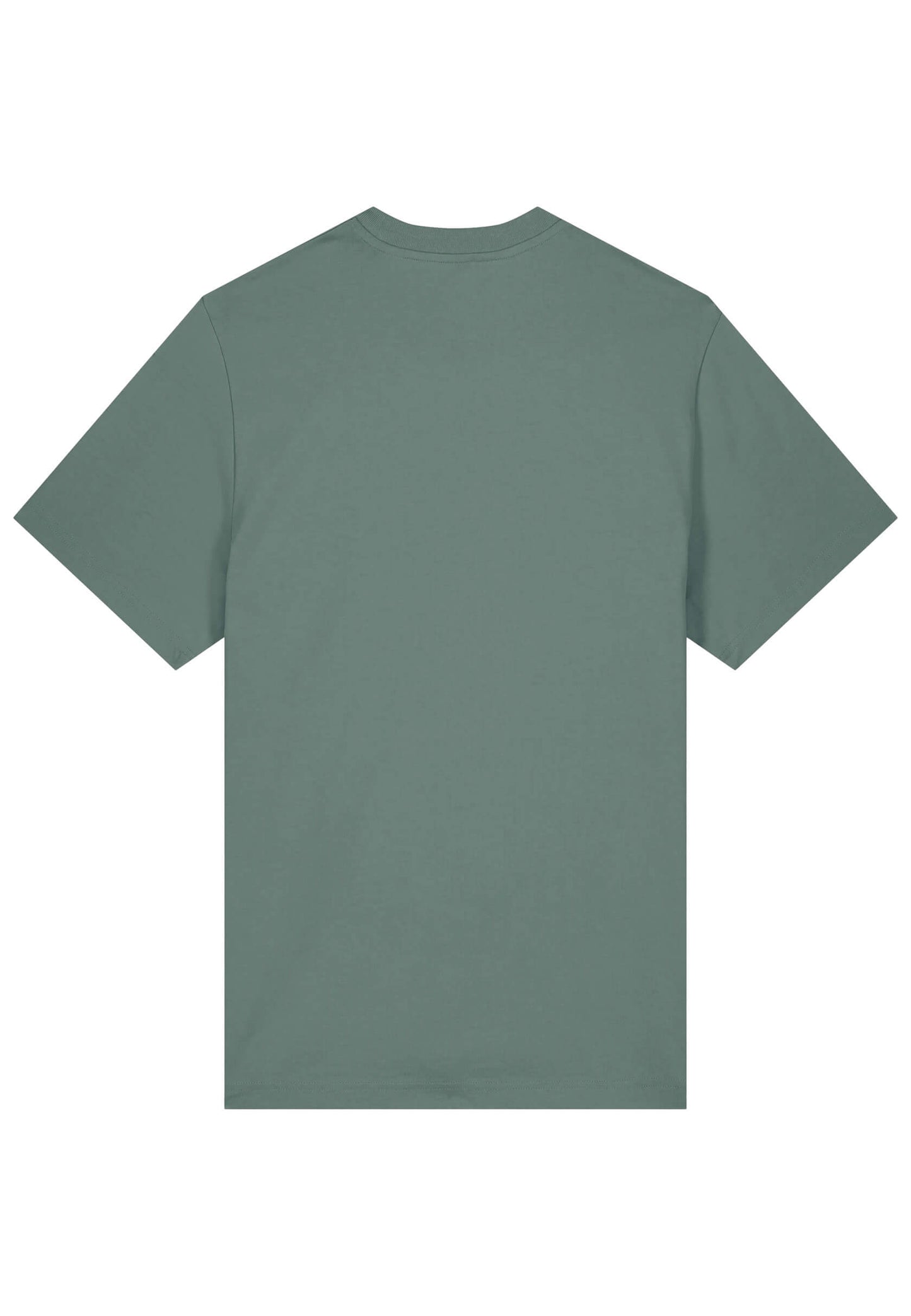 Dos du t-shirt élégant vert, design discret et épuré.