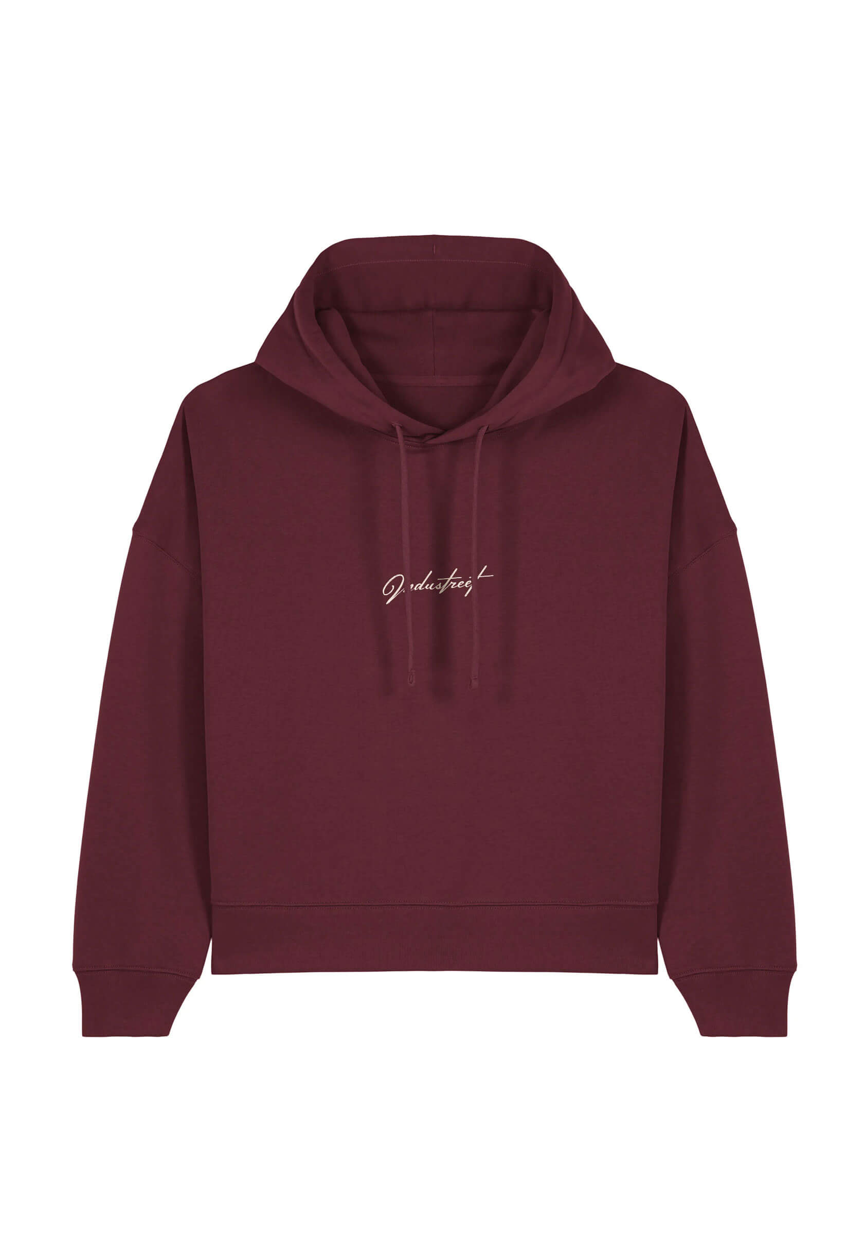 Pull broderie premium bordeaux pour femme, style urbain et cosy.