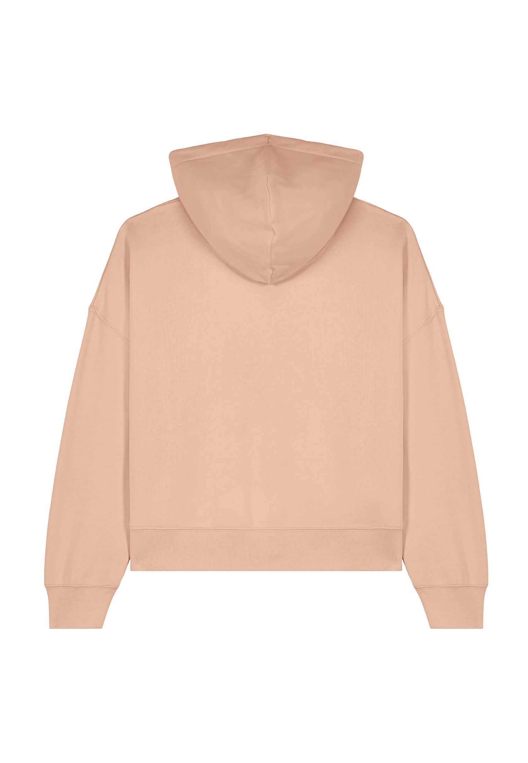 Dos du pull brodé saumon, look décontracté.