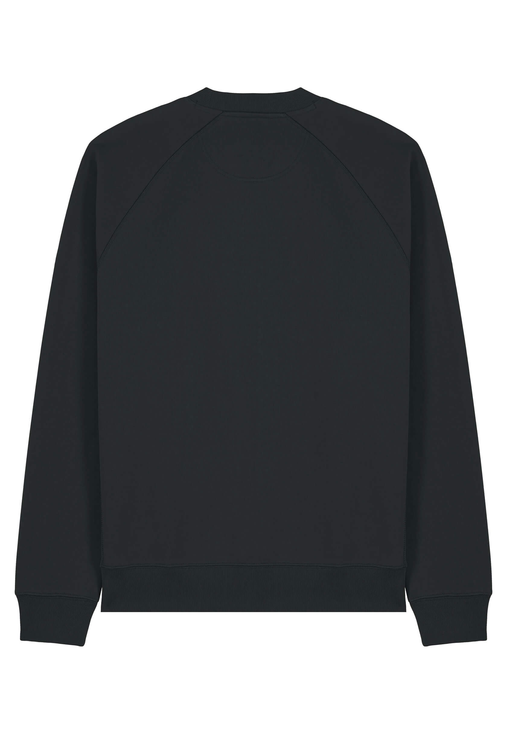 Dos du sweat-shirt élégant noir, coupe droite et épurée.