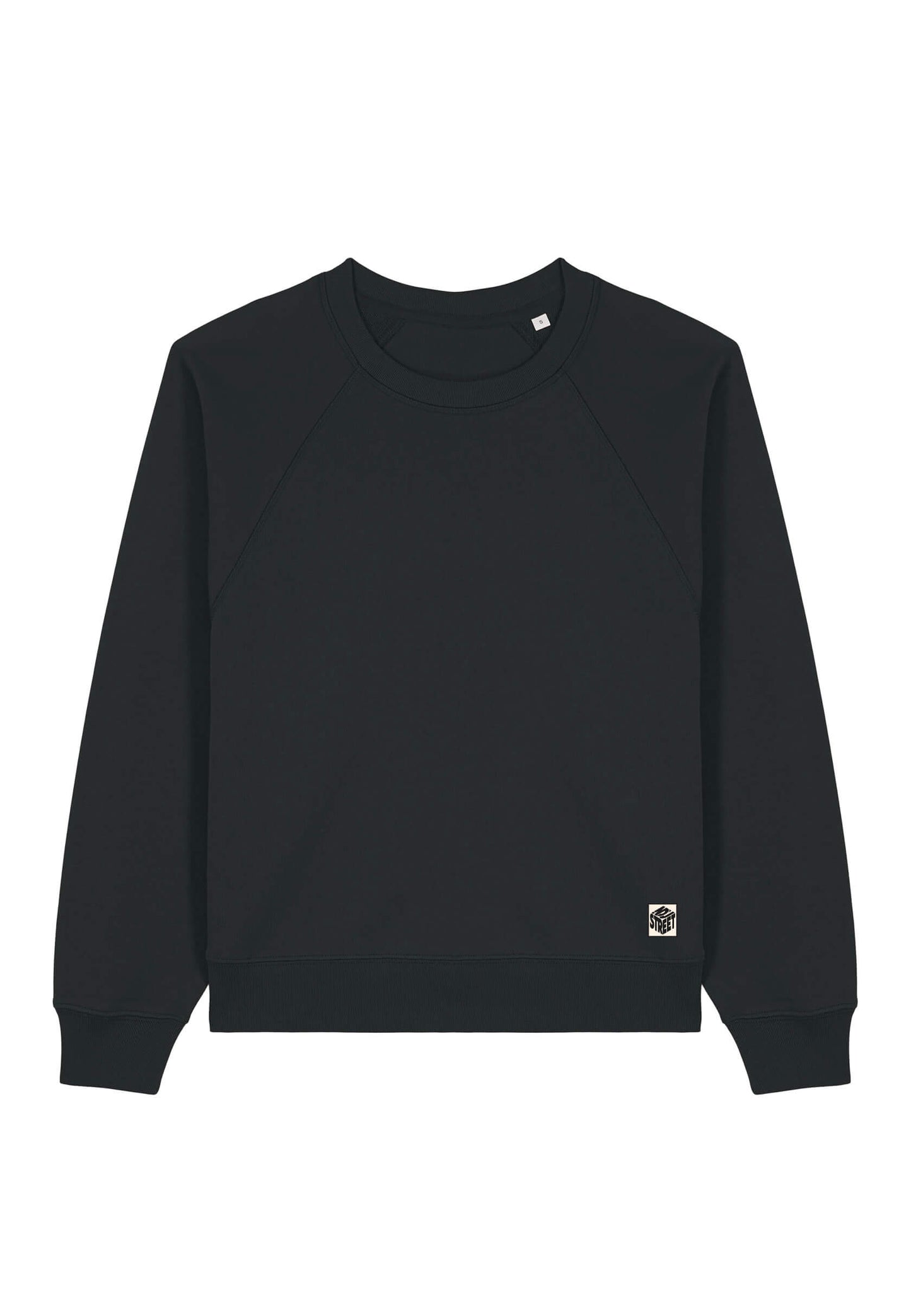 Sweat-shirt élégant noir pour femme, streetwear discret et intemporel.