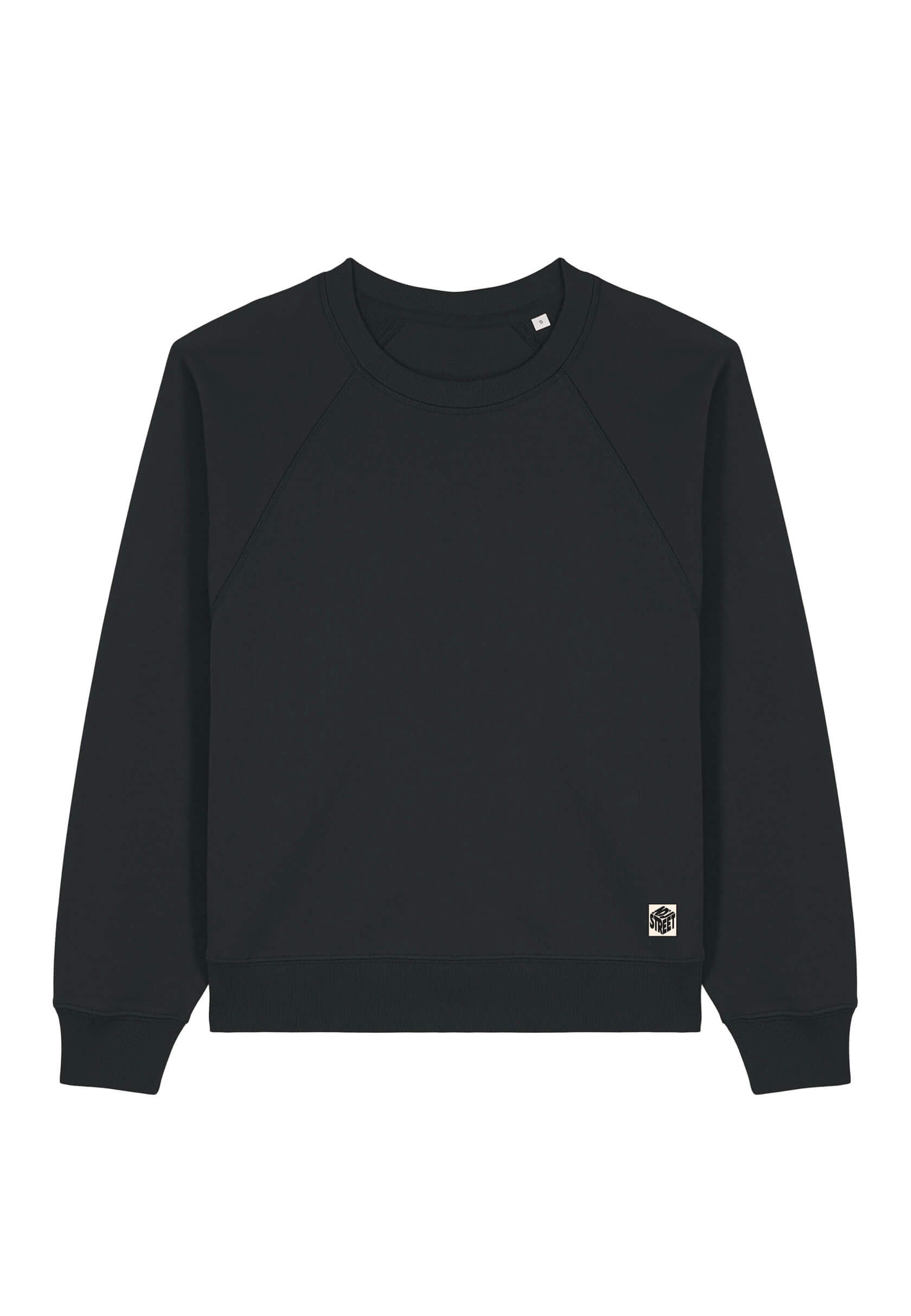Sweat-shirt élégant noir pour femme, streetwear discret et intemporel.