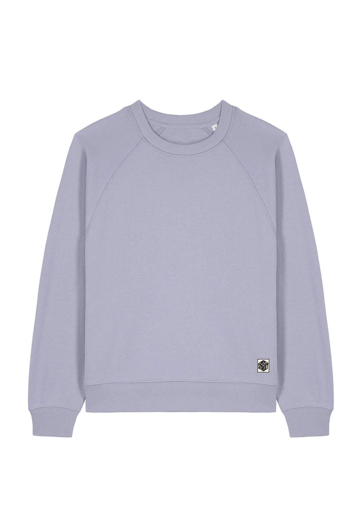 Sweat-shirt élégant violet pâle pour femme, logo brodé, streetwear sobre.
