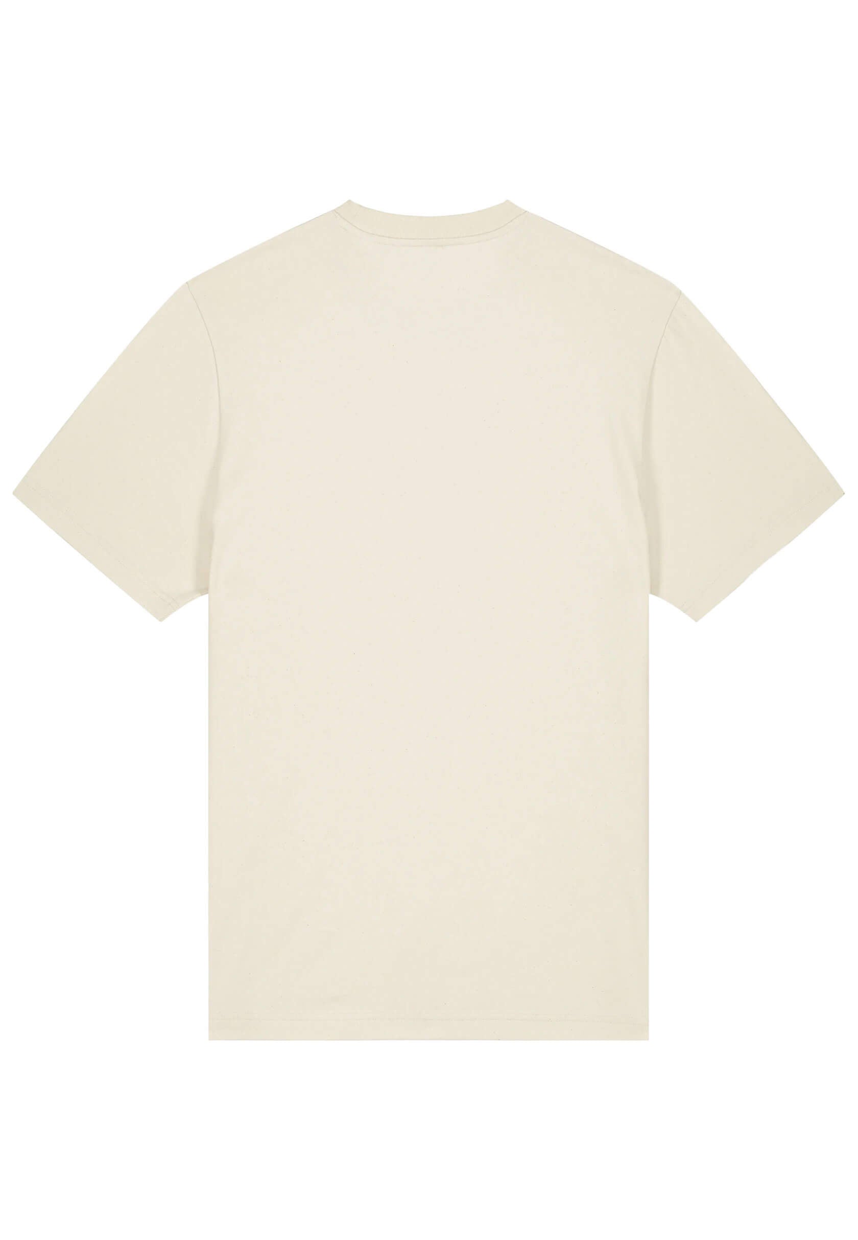 Dos du t-shirt élégant beige, texture douce et finition premium.
