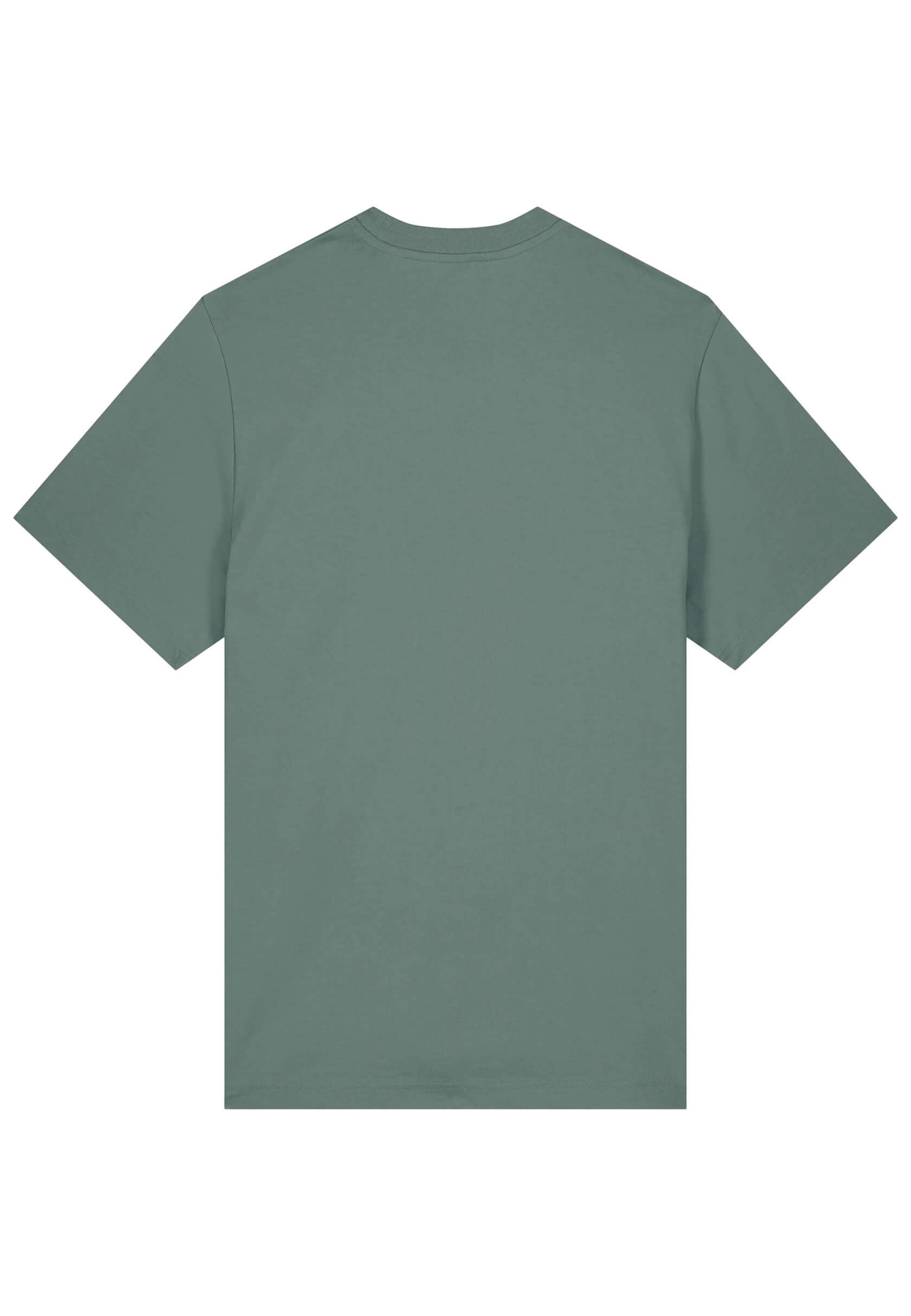Dos du t-shirt élégant vert, design discret et épuré.
