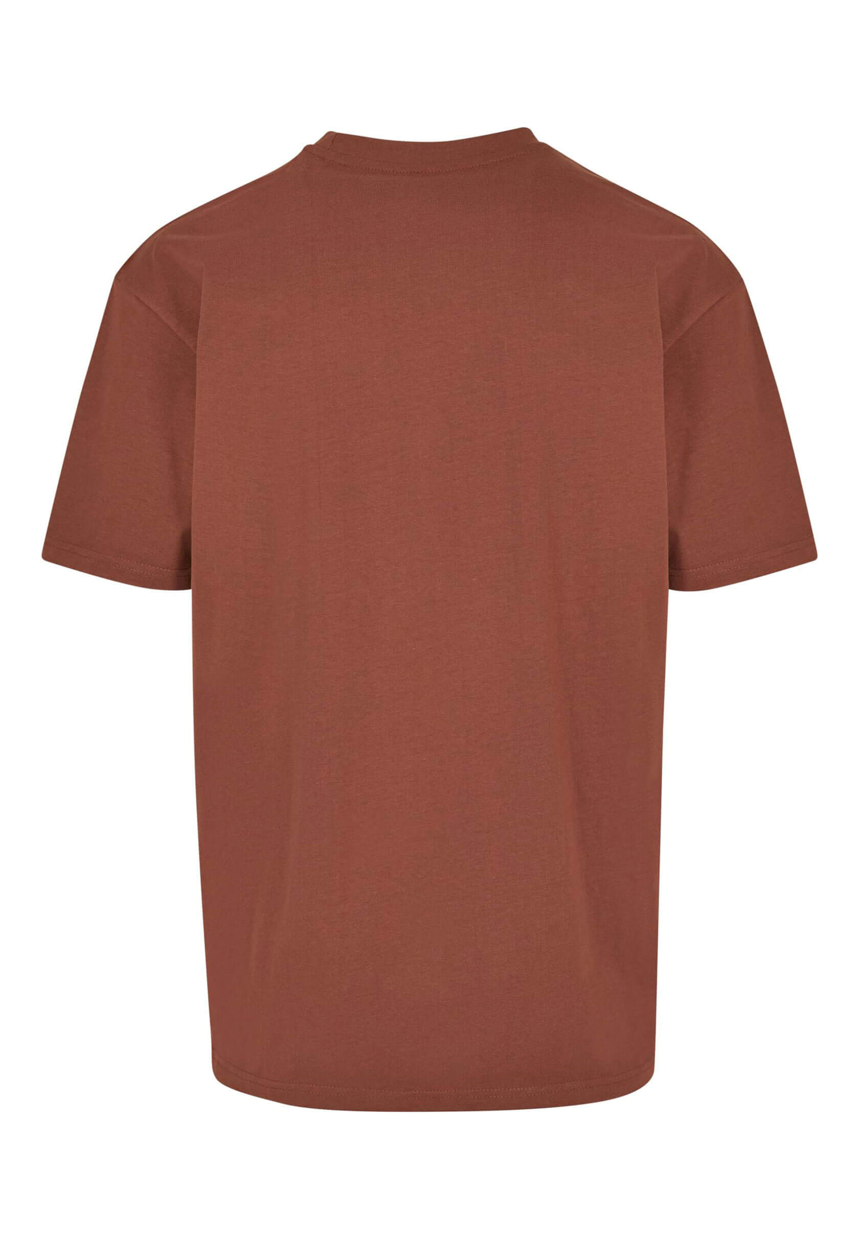 Dos du t-shirt broderie premium marron, coupe moderne.