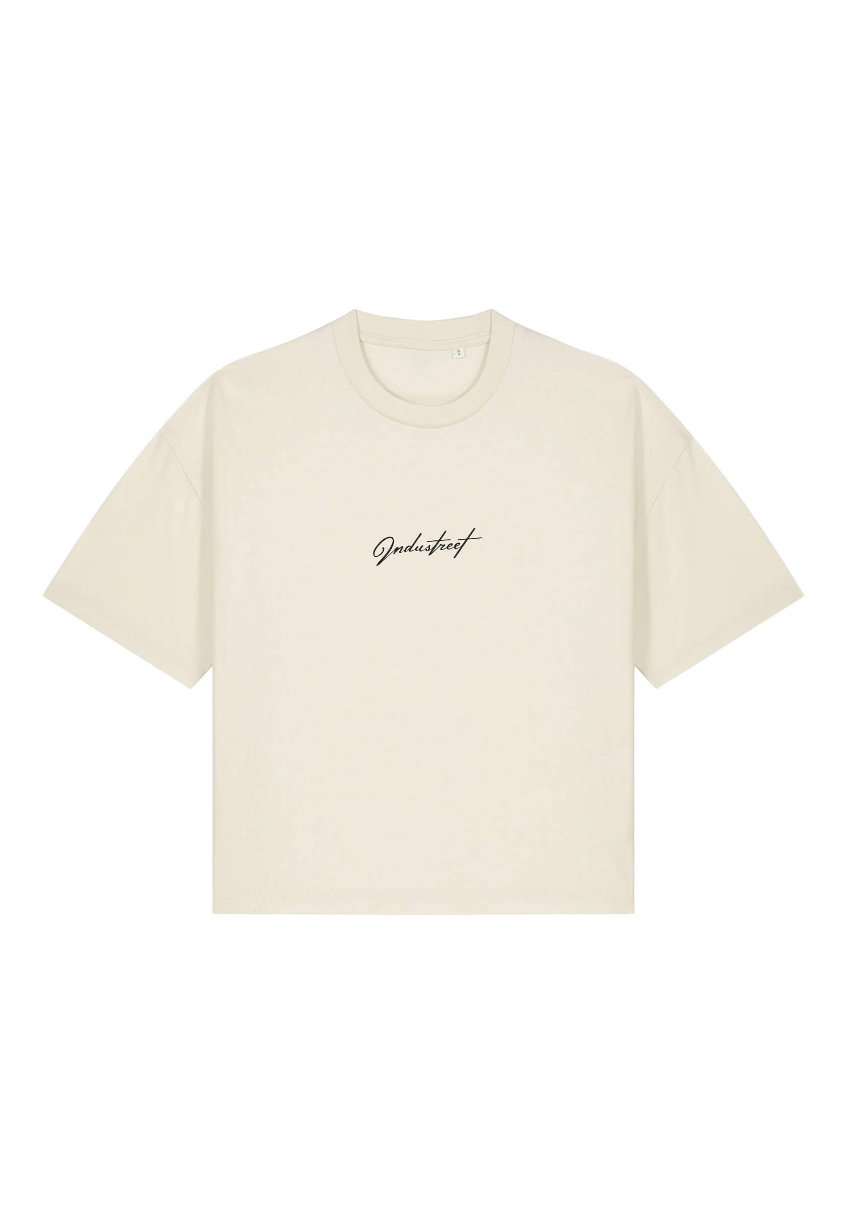 T-shirt brodé beige pour femme, style épuré et chic.