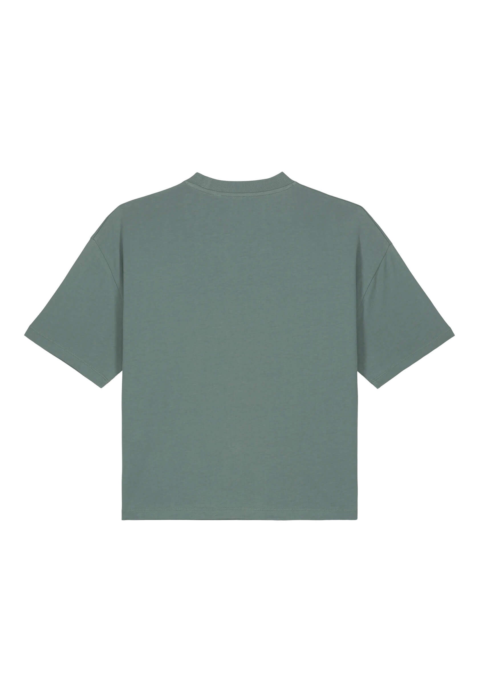Dos du t-shirt brodé vert pour femme, tissu respirant.
